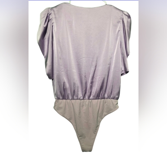 Adelyn Rae Lilac Satin Bodysuit EUC Medium PTP 18 PTP - Picture 3 of 4